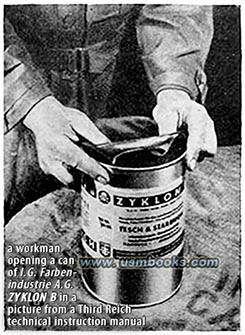 Workman opening Zyklon can